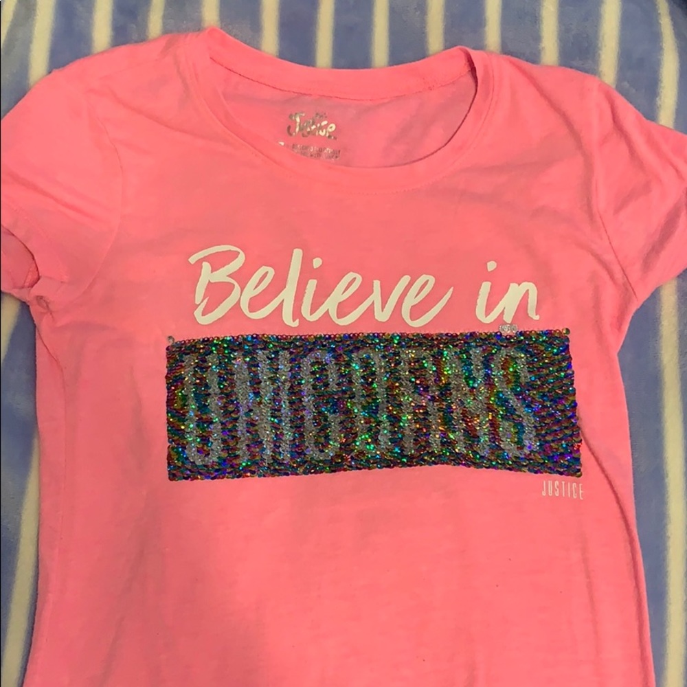 Justice Size 7 flip sequin shirt
